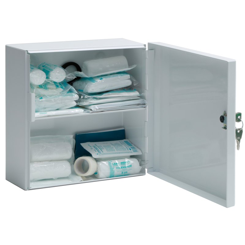 LEINA-WERKE verbandkast A, inhoud DIN 13157, wit, 247×110×250 mm